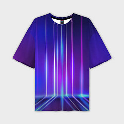Мужская футболка оверсайз Neon glow - vaporwave - strips