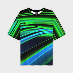 Мужская футболка оверсайз Green geometry abstract