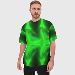 Футболка оверсайз мужская Black green abstract, цвет: 3D-принт — фото 2