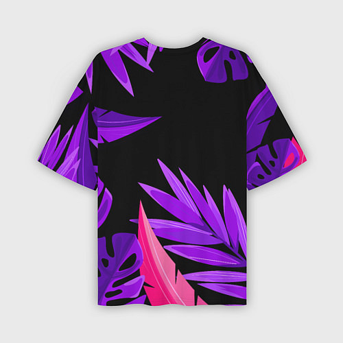 Мужская футболка оверсайз Floral composition - neon / 3D-принт – фото 2