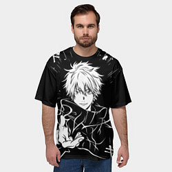 Футболка оверсайз мужская Сатору Годжо - черно-белый, цвет: 3D-принт — фото 2