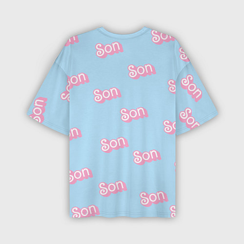 Мужская футболка оверсайз Сын - в стиле Барби: паттерн голубой / 3D-принт – фото 2