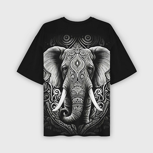 Мужская футболка оверсайз Индийский слон с узорами / 3D-принт – фото 2