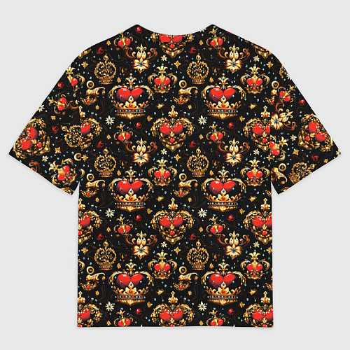 Мужская футболка оверсайз Сердечки в золотых коронах / 3D-принт – фото 2