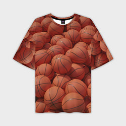 Футболка оверсайз мужская Узор с баскетбольными мячами, цвет: 3D-принт