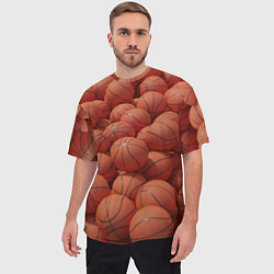 Футболка оверсайз мужская Узор с баскетбольными мячами, цвет: 3D-принт — фото 2
