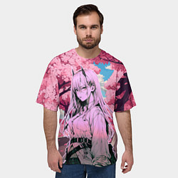 Футболка оверсайз мужская Пауэр - Человек бензопила, цвет: 3D-принт — фото 2