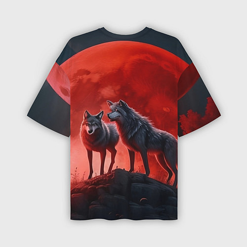 Мужская футболка оверсайз Кровавая луна / 3D-принт – фото 2