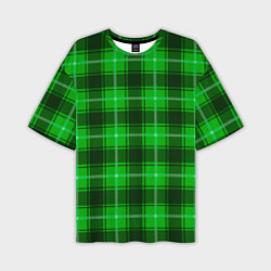 Футболка оверсайз мужская Шотландка ярко-зелёный, цвет: 3D-принт
