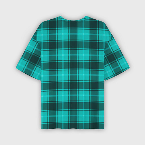 Мужская футболка оверсайз Шотландка светло-бирюзовый / 3D-принт – фото 2