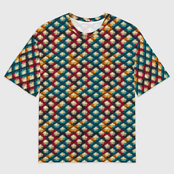 Мужская футболка оверсайз Вязанная цветная текстура