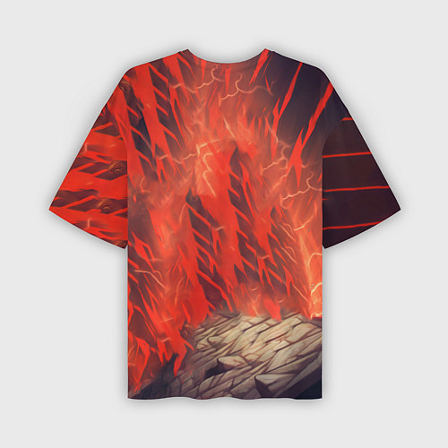 Мужская футболка оверсайз ACDC fire rock / 3D-принт – фото 2