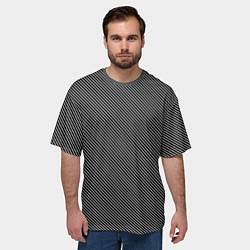 Футболка оверсайз мужская Чёрный с белыми полосами, цвет: 3D-принт — фото 2