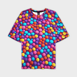 Мужская футболка оверсайз Паттерн разноцветные шарики - нейросеть