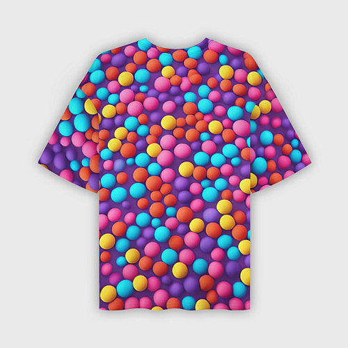 Мужская футболка оверсайз Паттерн разноцветные шарики - нейросеть / 3D-принт – фото 2