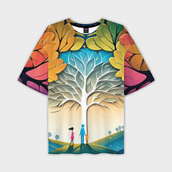 Мужская футболка оверсайз Семейное дерево - нейросеть