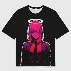 Мужская футболка оверсайз Макима с нимбом - Человек бензопила