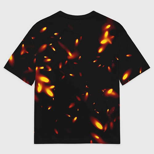 Мужская футболка оверсайз Разлетающиеся искры пламени / 3D-принт – фото 2