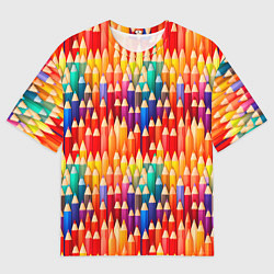 Мужская футболка оверсайз Цветные карандаши