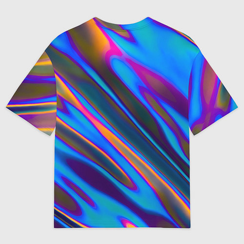 Мужская футболка оверсайз Глитч галограмма радужная / 3D-принт – фото 2