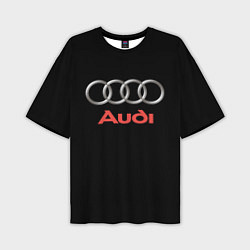 Футболка оверсайз мужская Audi sport на чёрном, цвет: 3D-принт