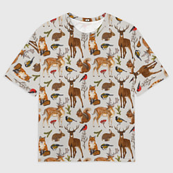 Футболка оверсайз мужская Лесные животные, цвет: 3D-принт