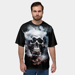 Футболка оверсайз мужская Металлический череп в дыму, цвет: 3D-принт — фото 2