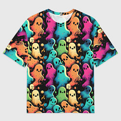Мужская футболка оверсайз Паттерн с разноцветными приведениями
