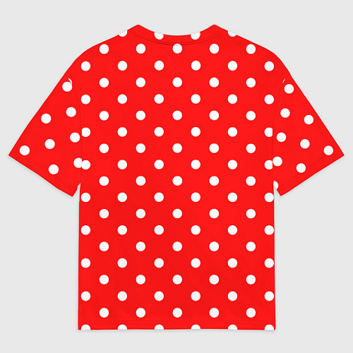 Мужская футболка оверсайз Белый горошек на красном / 3D-принт – фото 2