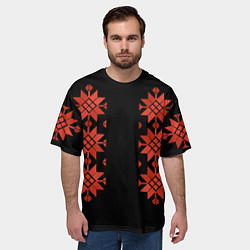 Футболка оверсайз мужская Удмуртский - вертикаль black 2, цвет: 3D-принт — фото 2