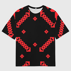 Футболка оверсайз мужская Национальный - черный 2, цвет: 3D-принт