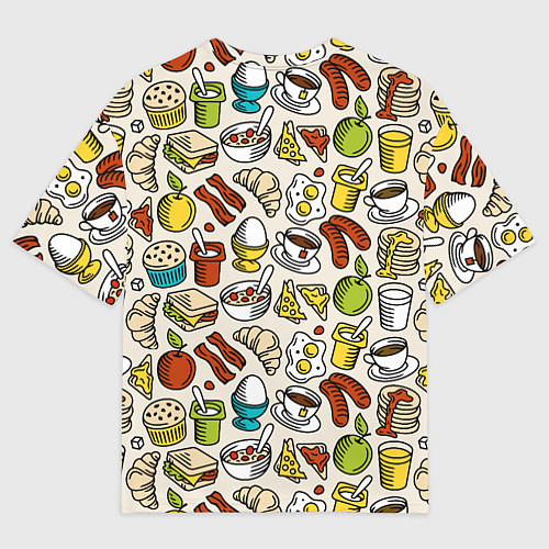 Мужская футболка оверсайз Завтрак - цветной / 3D-принт – фото 2