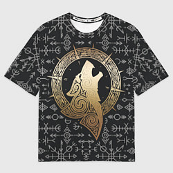 Мужская футболка оверсайз Тотемное животное - голова волка