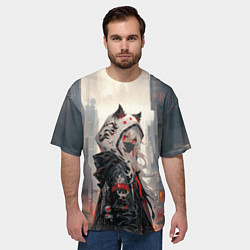 Футболка оверсайз мужская Девочка-кошка в маске, цвет: 3D-принт — фото 2