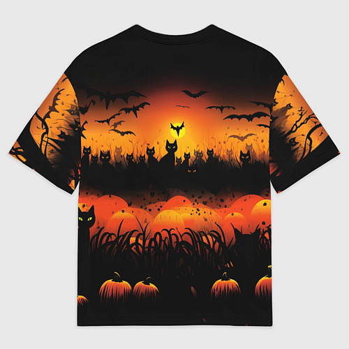 Мужская футболка оверсайз Кошки хэллоуина / 3D-принт – фото 2
