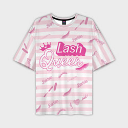 Мужская футболка оверсайз Lash queen - pink Barbie pattern