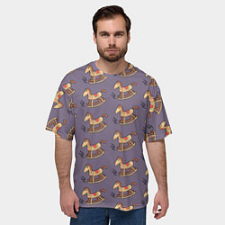Футболка оверсайз мужская Деревянные лошадки качалки, цвет: 3D-принт — фото 2