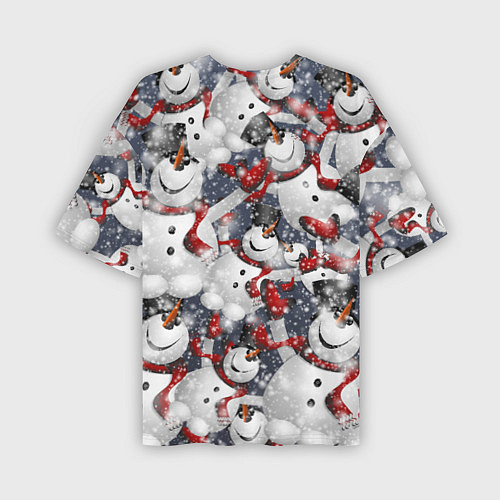 Мужская футболка оверсайз Зимний паттерн со снеговиками / 3D-принт – фото 2
