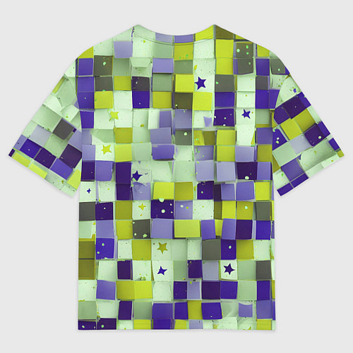 Мужская футболка оверсайз Ретро квадраты болотные / 3D-принт – фото 2