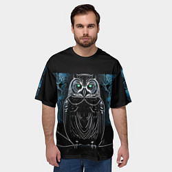 Футболка оверсайз мужская Сова с красивыми узорами в виде цветов, цвет: 3D-принт — фото 2