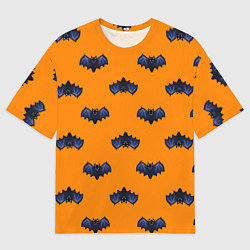 Мужская футболка оверсайз Летучие мыши - паттерн оранжевый