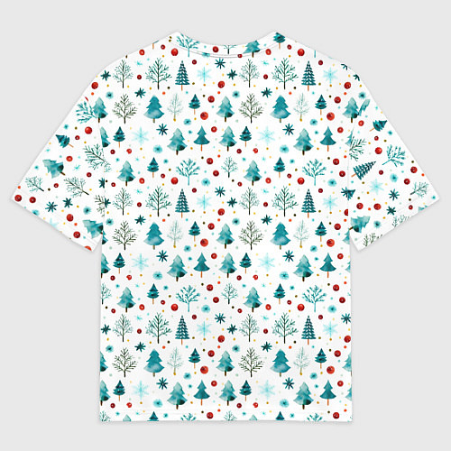 Мужская футболка оверсайз Новогодние элементы елки снежинки шарики / 3D-принт – фото 2