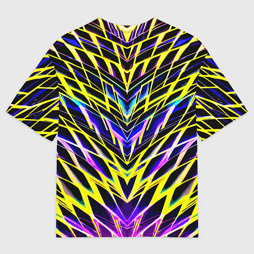 Мужская футболка оверсайз Зеркальный неоновый паттерн / 3D-принт – фото 2