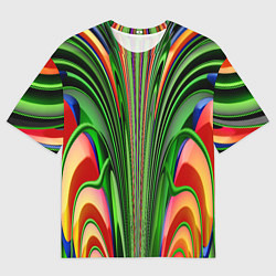 Мужская футболка оверсайз Травянистый дизайн с оранжевым