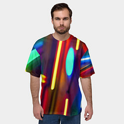 Футболка оверсайз мужская Абстрактная неоновая композиция, цвет: 3D-принт — фото 2
