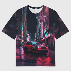 Футболка оверсайз мужская Спорткар с граффити, цвет: 3D-принт
