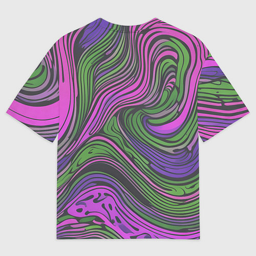 Мужская футболка оверсайз Волнистый узор фиолетовый и зелёный / 3D-принт – фото 2