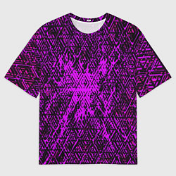 Мужская футболка оверсайз Фиолетовая глитч инфекция