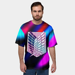 Футболка оверсайз мужская Attack on Titan stripes neon, цвет: 3D-принт — фото 2