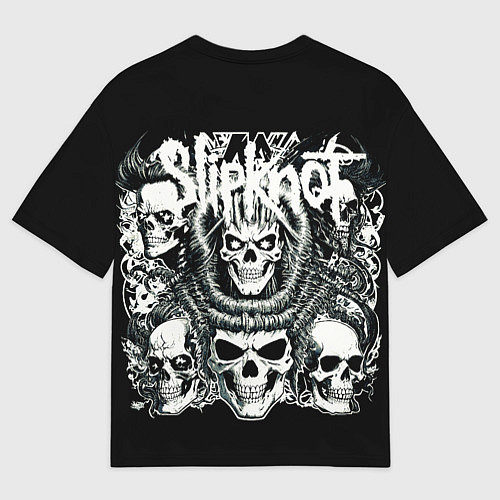 Мужская футболка оверсайз Slipknot и черепушки / 3D-принт – фото 2